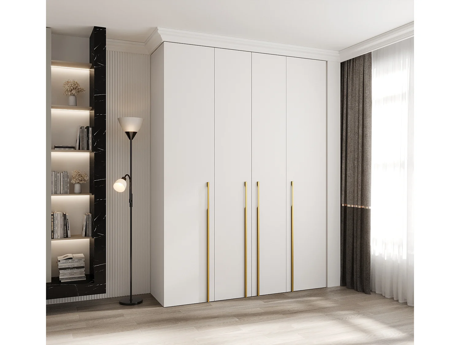 Drehtürenschrank Como 3 245,5/180/50 4-türig (Weiß/Gold)