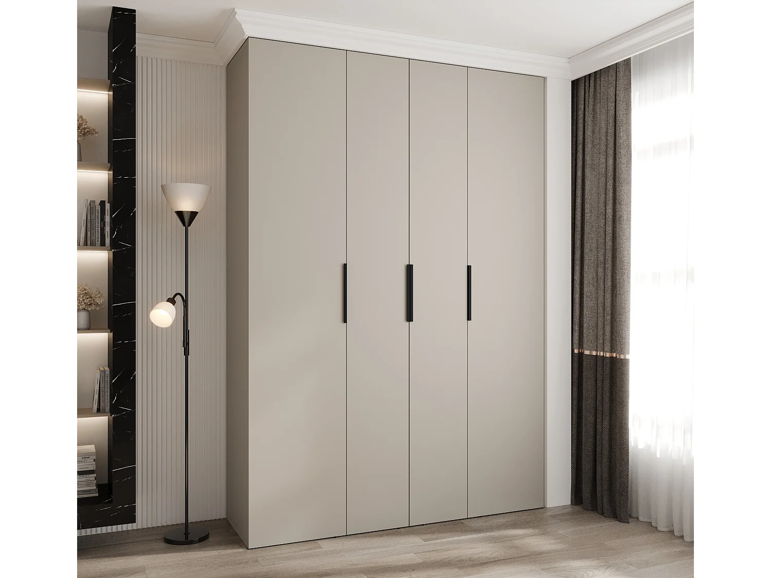 Drehtürenschrank Como 4 245,5/170/40 4-türig (Kaschmir/Schwarz)