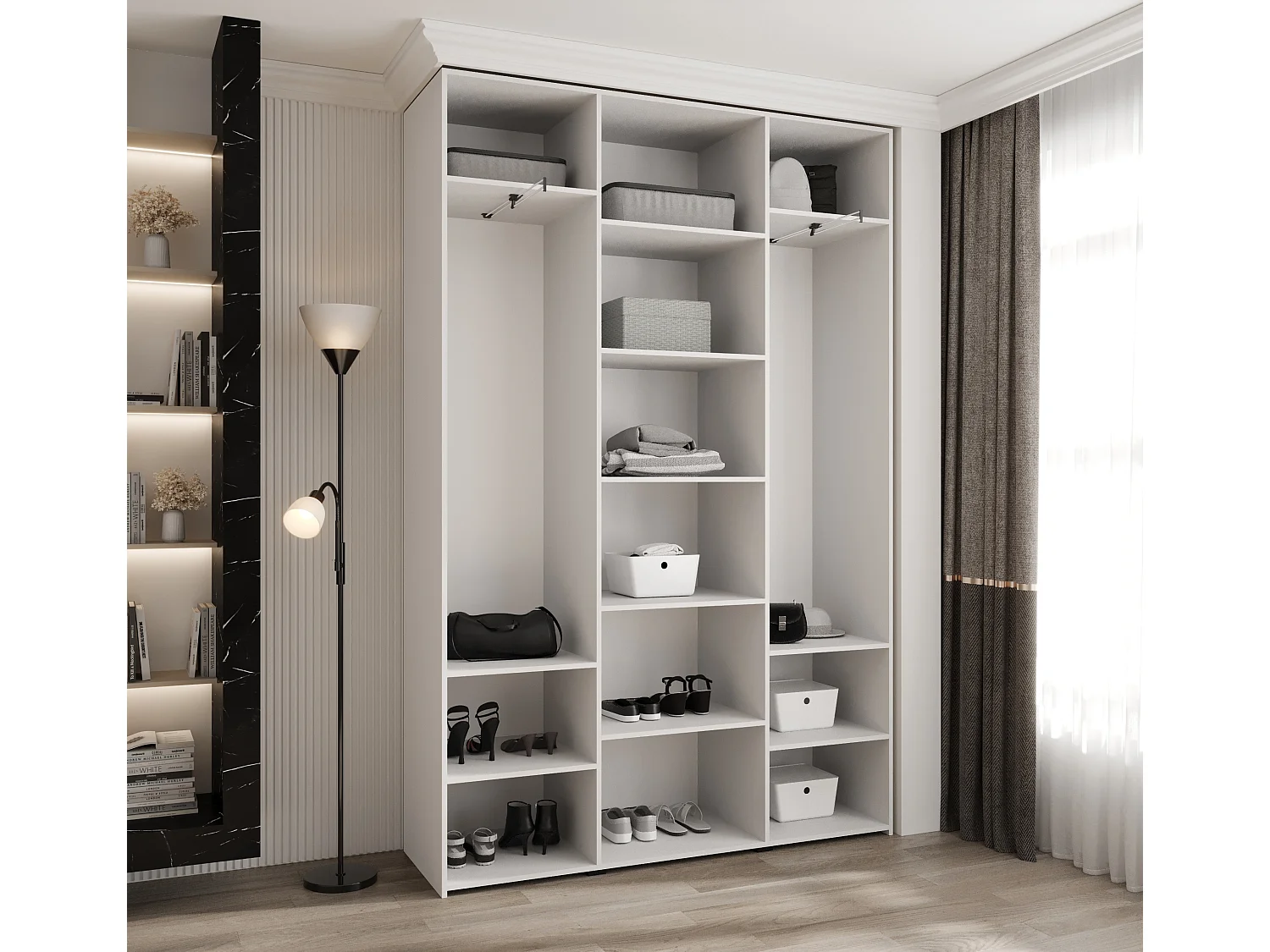 Armoire à portes battantes Como 2 245,5/160/40 3 portes (blanc/or)