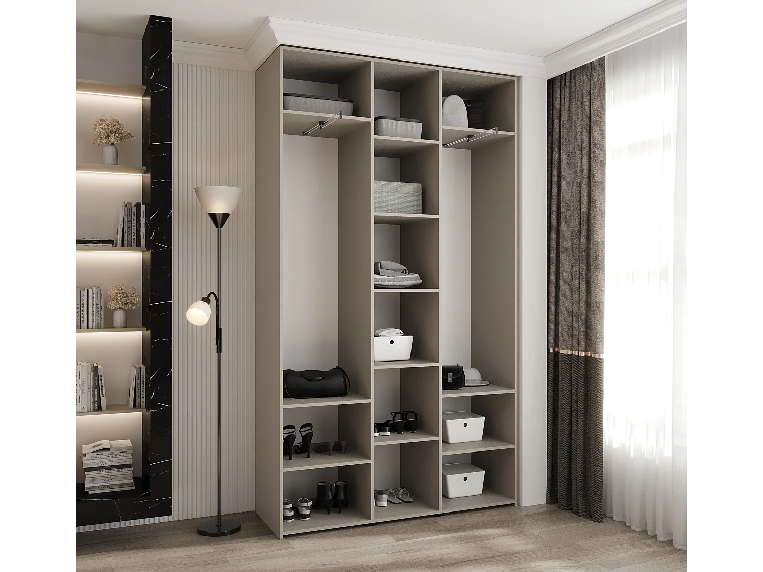 Armoire à portes battantes Como 4 245,5/140/40 3 portes (cachemire/or)