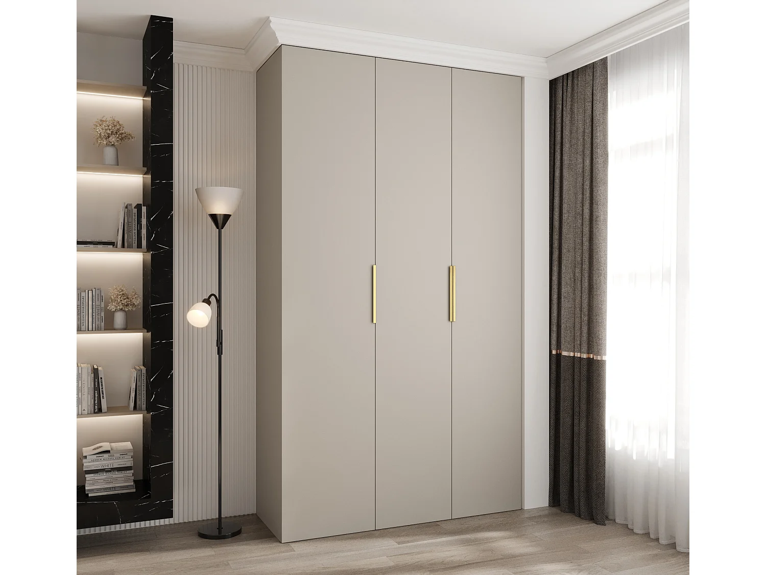 Drehtürenschrank Como 4 245,5/140/40 3-türig (Kaschmir/Gold)