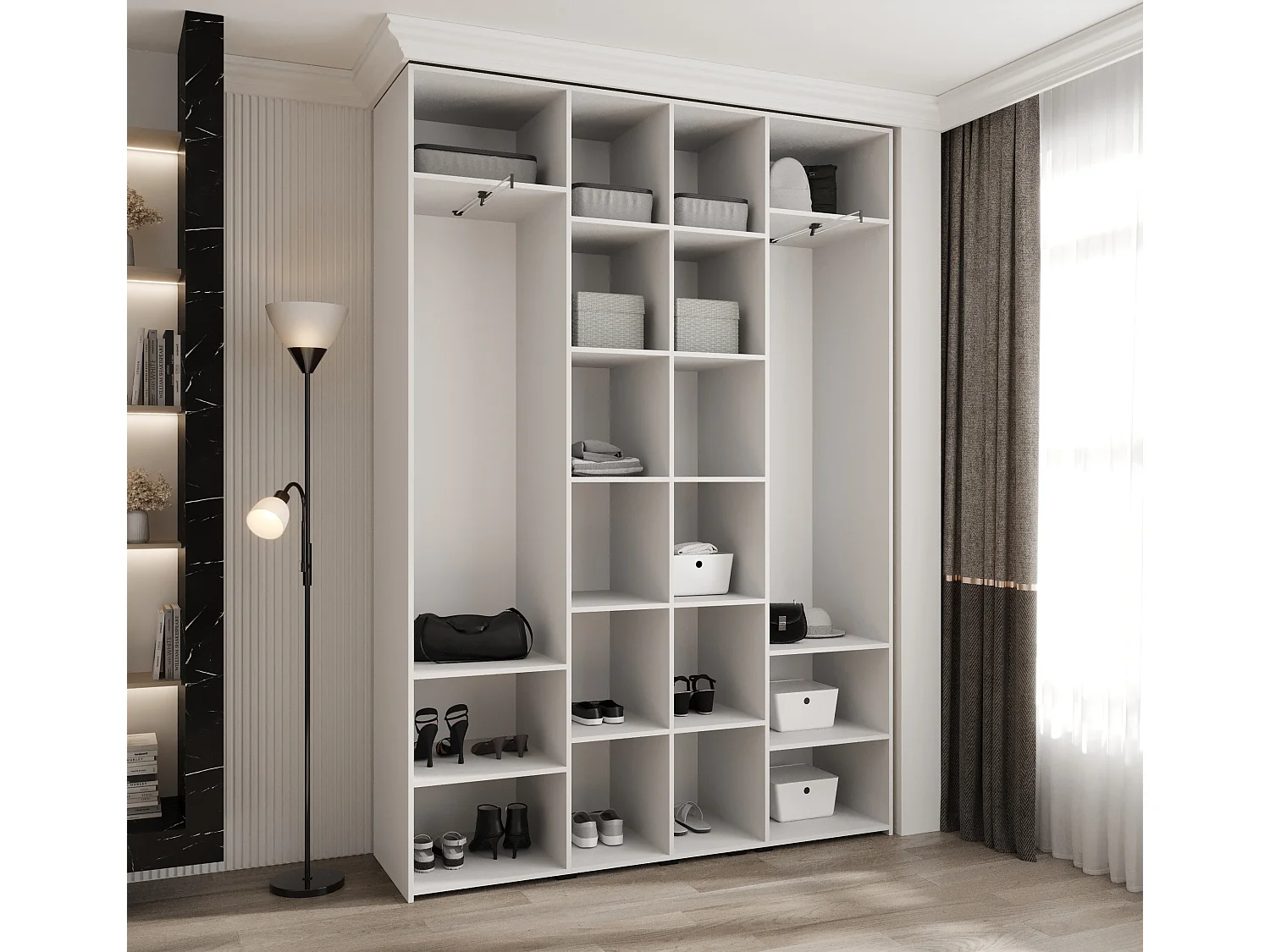 Armoire à portes battantes Como 1 245,5/170/40 4 portes (blanc/noir)