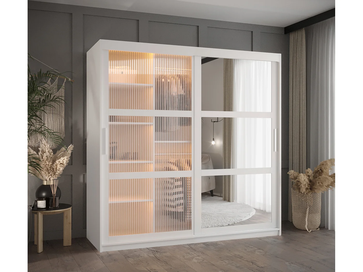 FLUTES 2 KLEDINGKAST MET SCHUIFDEUREN 200/180/62 2 deuren (wit)