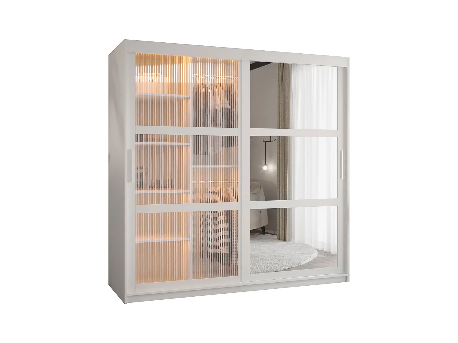 ARMOIRE FLUTES 2 À PORTES COULISSANTES 200/180/62 2 Portes (blanc)
