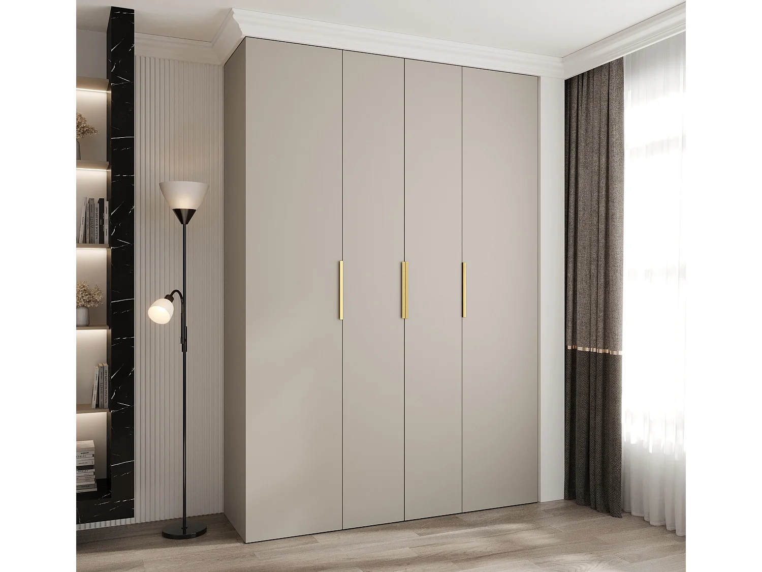 Armoire à portes battantes Como 4 245,5/170/50 4 portes (cachemire/or)