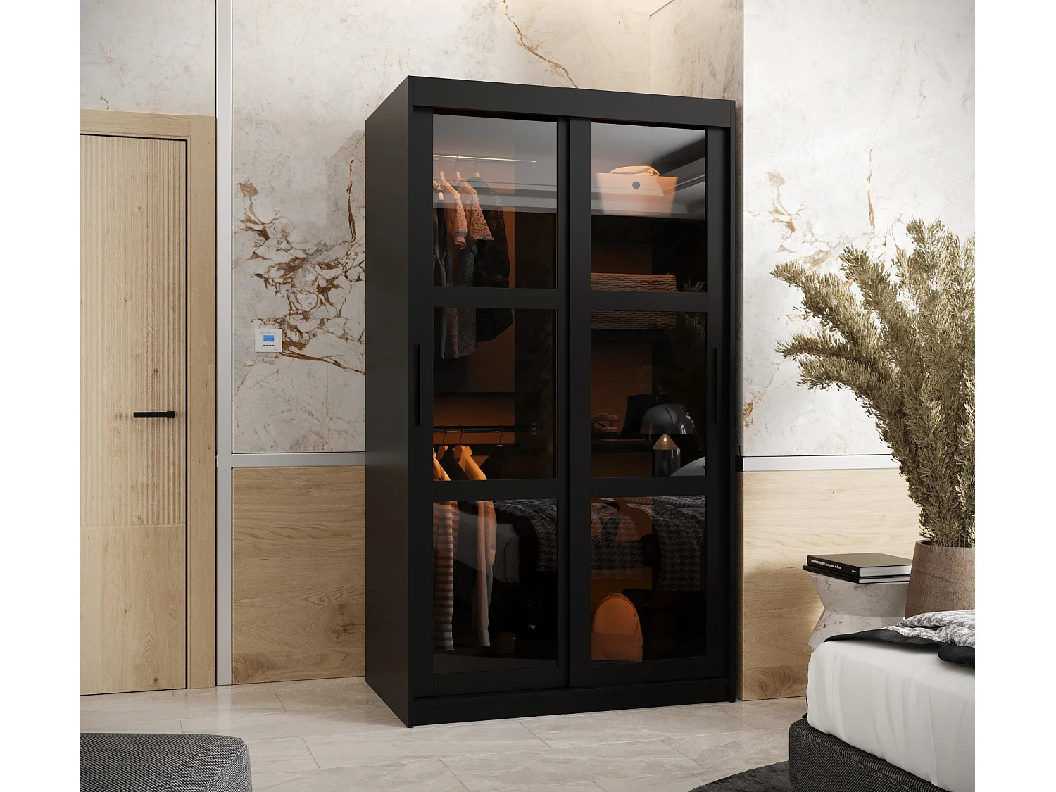 ARMADIO DOME AD ANTE SCORREVOLI 200/100/62 2 porte (Nero)