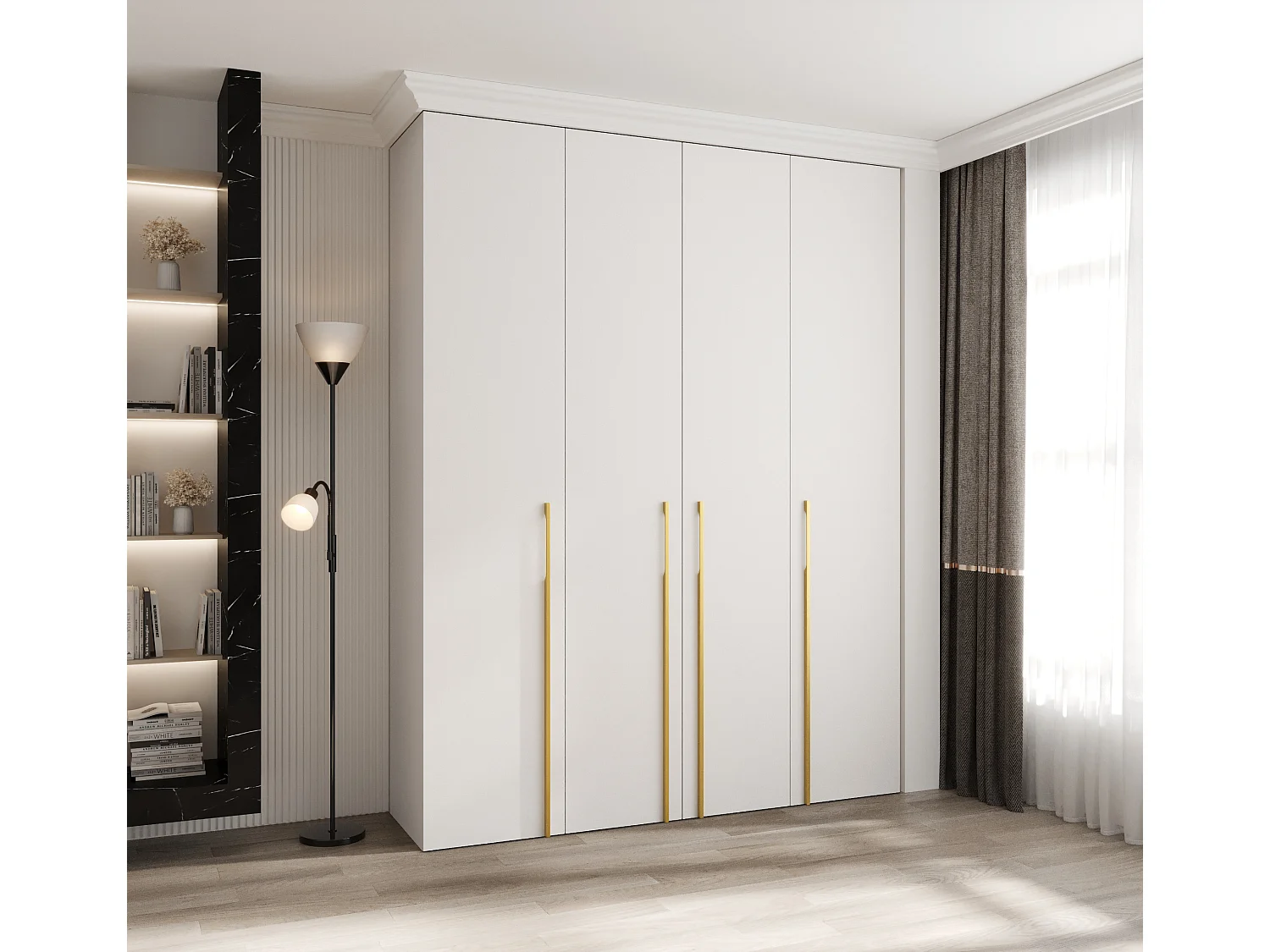 Drehtürenschrank Como 3 245,5/190/40 4-türig (Weiß/Gold)