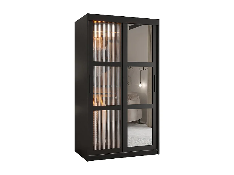 SCHWEBETÜRENSCHRANK FLUTES 2 200/100/62 2-türig (Schwarz)