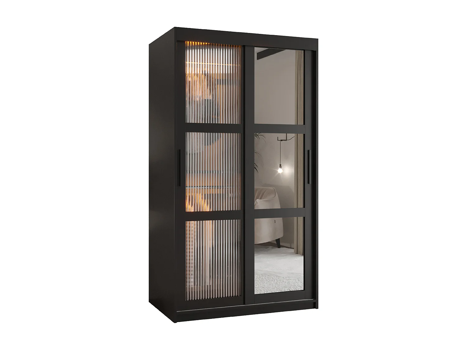 SCHWEBETÜRENSCHRANK FLUTES 2 200/100/62 2-türig (Schwarz)