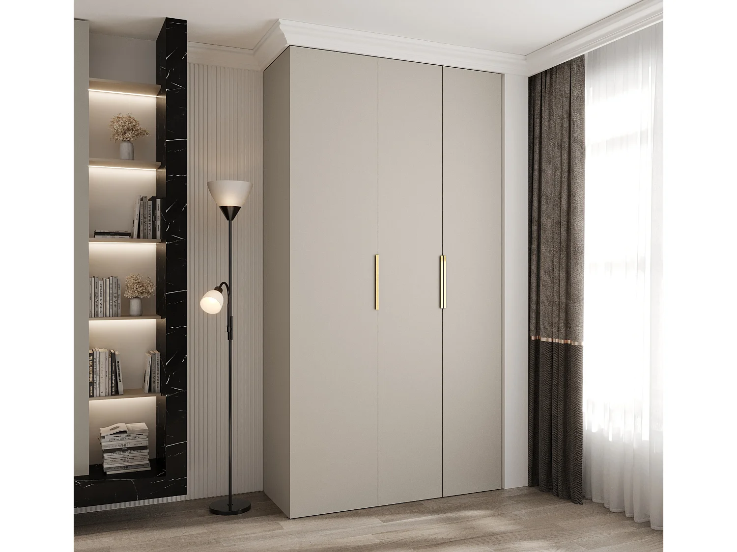 Drehtürenschrank Como 4 245,5/130/50 3-türig (Kaschmir/Gold)