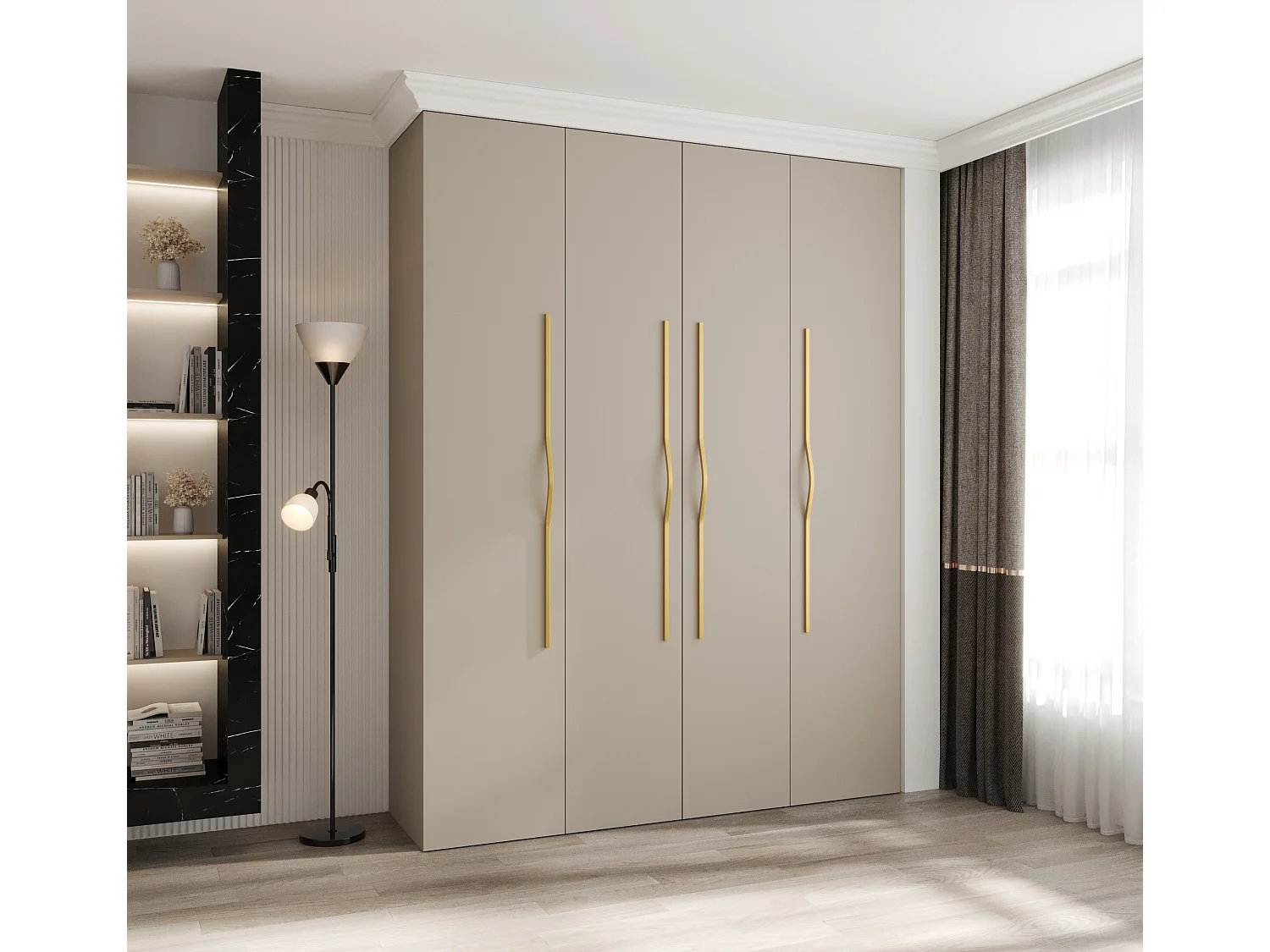 Armadio Como 2 a ante battenti 245,5/190/50 4 porte (cashmere/oro)