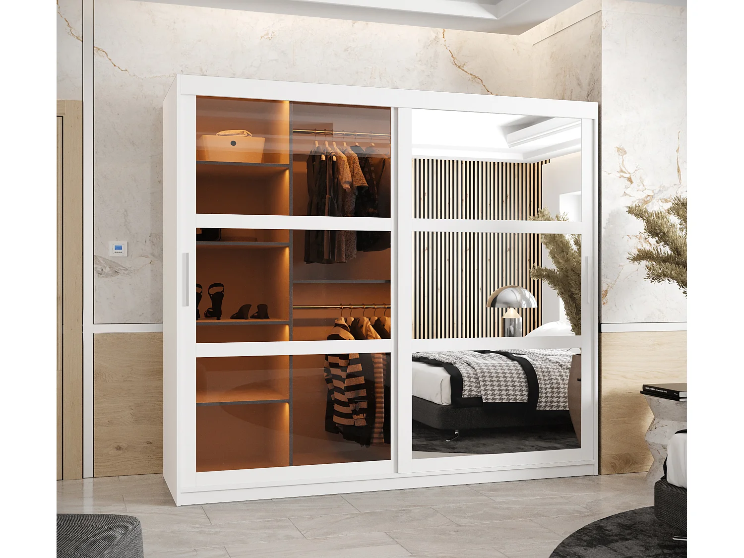 ARMADIO DOME 2 AD ANTE SCORREVOLI 200/200/62 2 porte (Bianco)