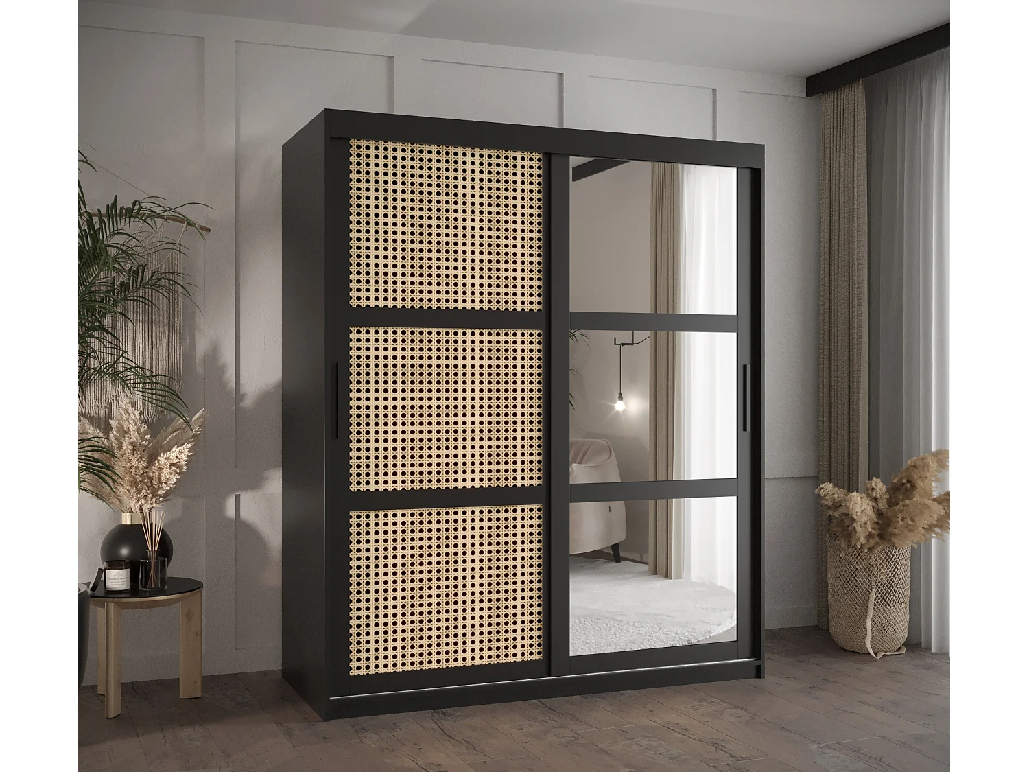 SCHWEBETÜRENSCHRANK PLECIONKA 2 200/150/62 2-türig (Schwarz)