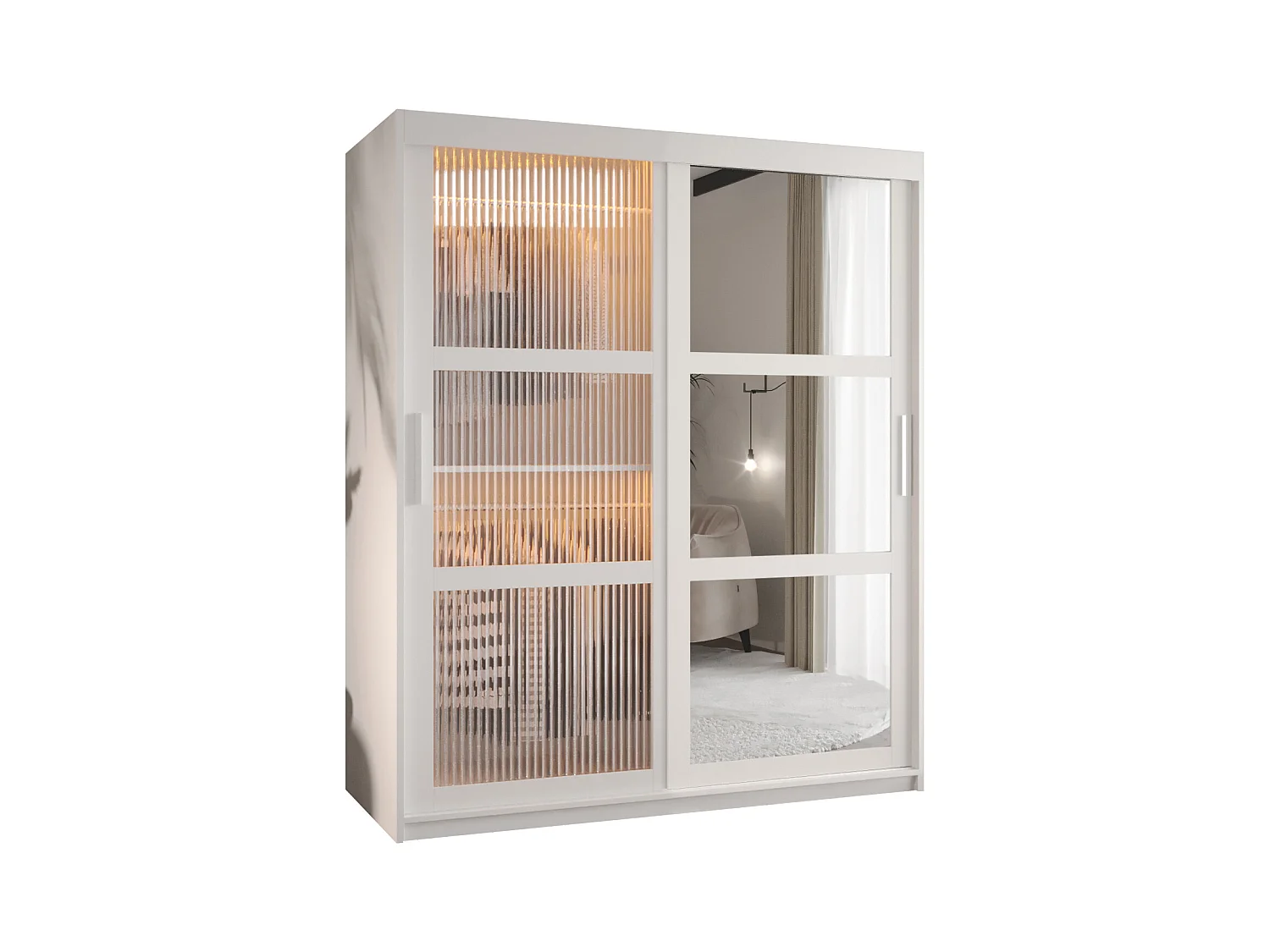 ARMOIRE FLUTES 2 À PORTES COULISSANTES 200/150/62 2 Portes (blanc)