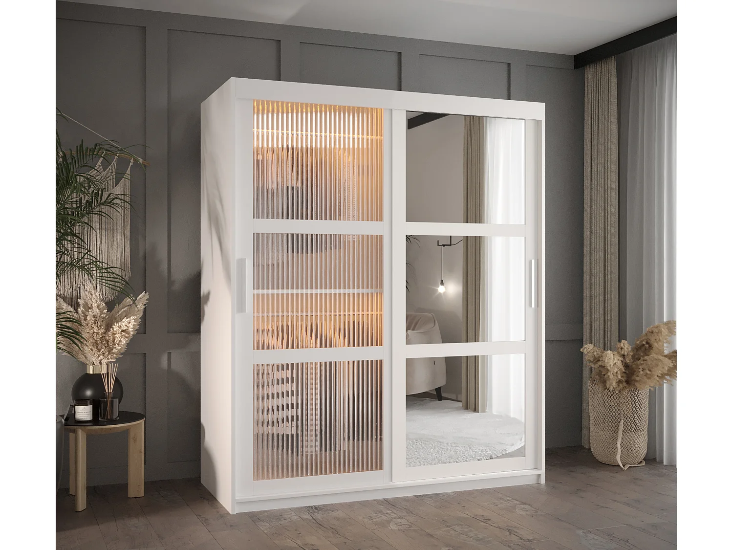 ARMOIRE FLUTES 2 À PORTES COULISSANTES 200/150/62 2 Portes (blanc)