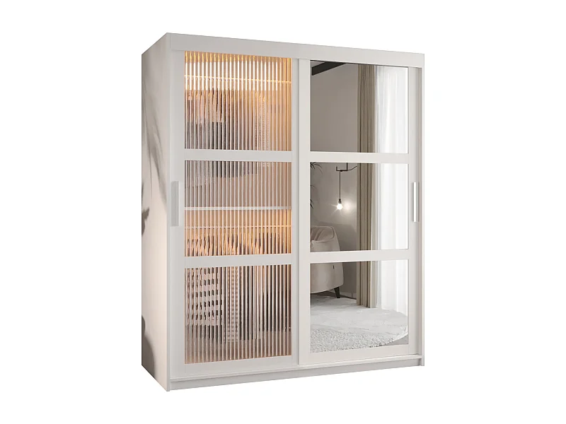 ARMOIRE FLUTES 2 À PORTES COULISSANTES 200/150/62 2 Portes (blanc)