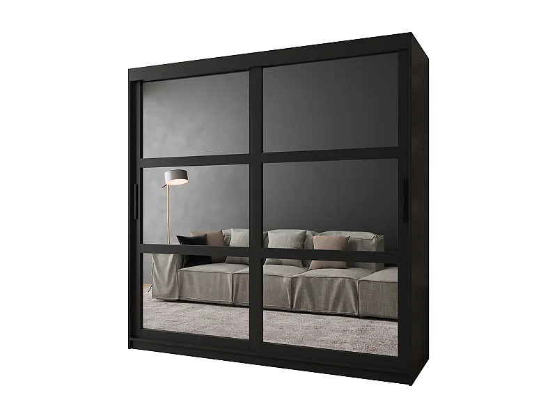 ARMADIO MIROR AD ANTE SCORREVOLI 200/200/62 2 porte (Nero)