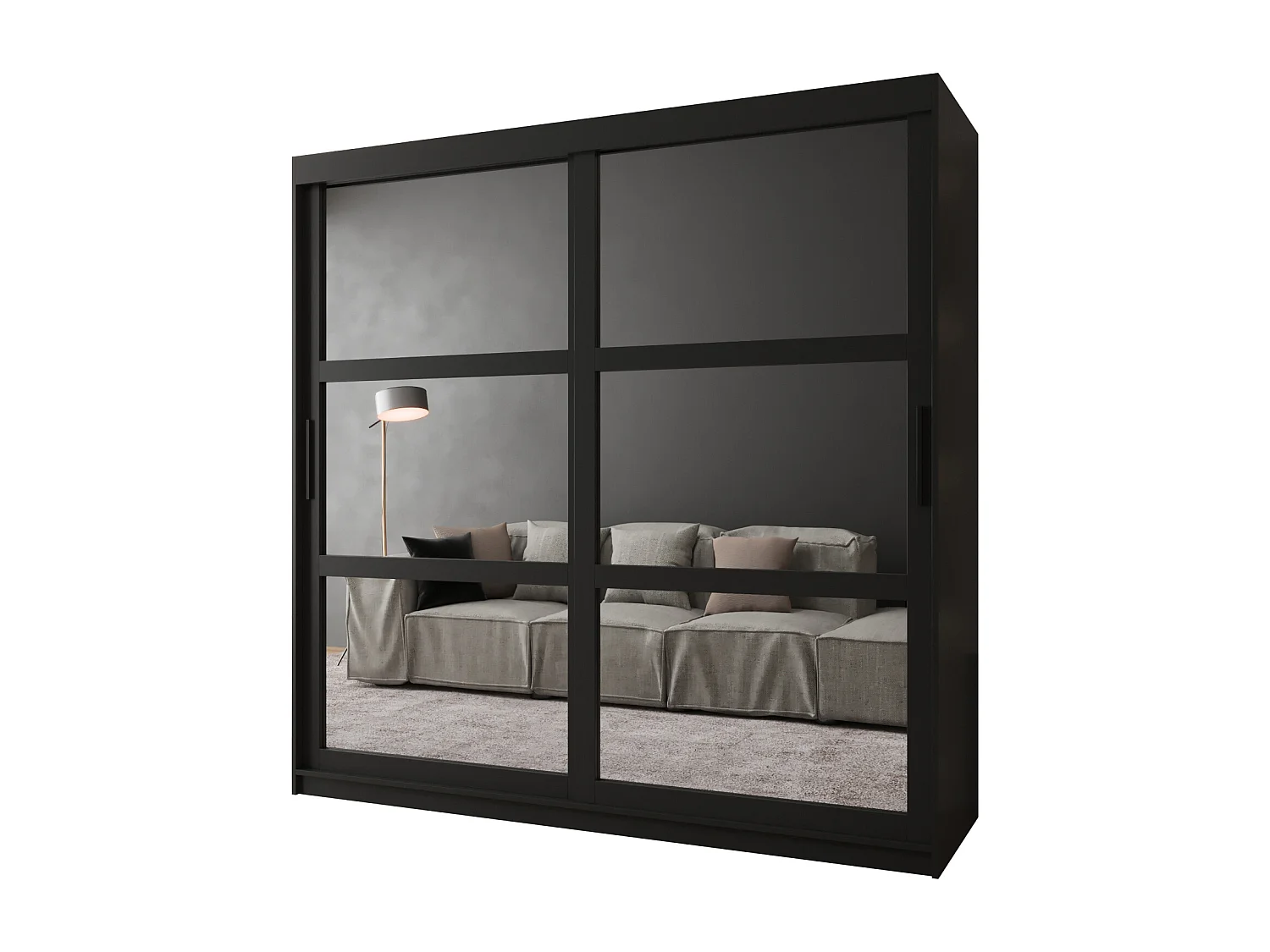 ARMOIRE MIROR À PORTES COULISSANTES  200/200/62 2 Portes (negro)