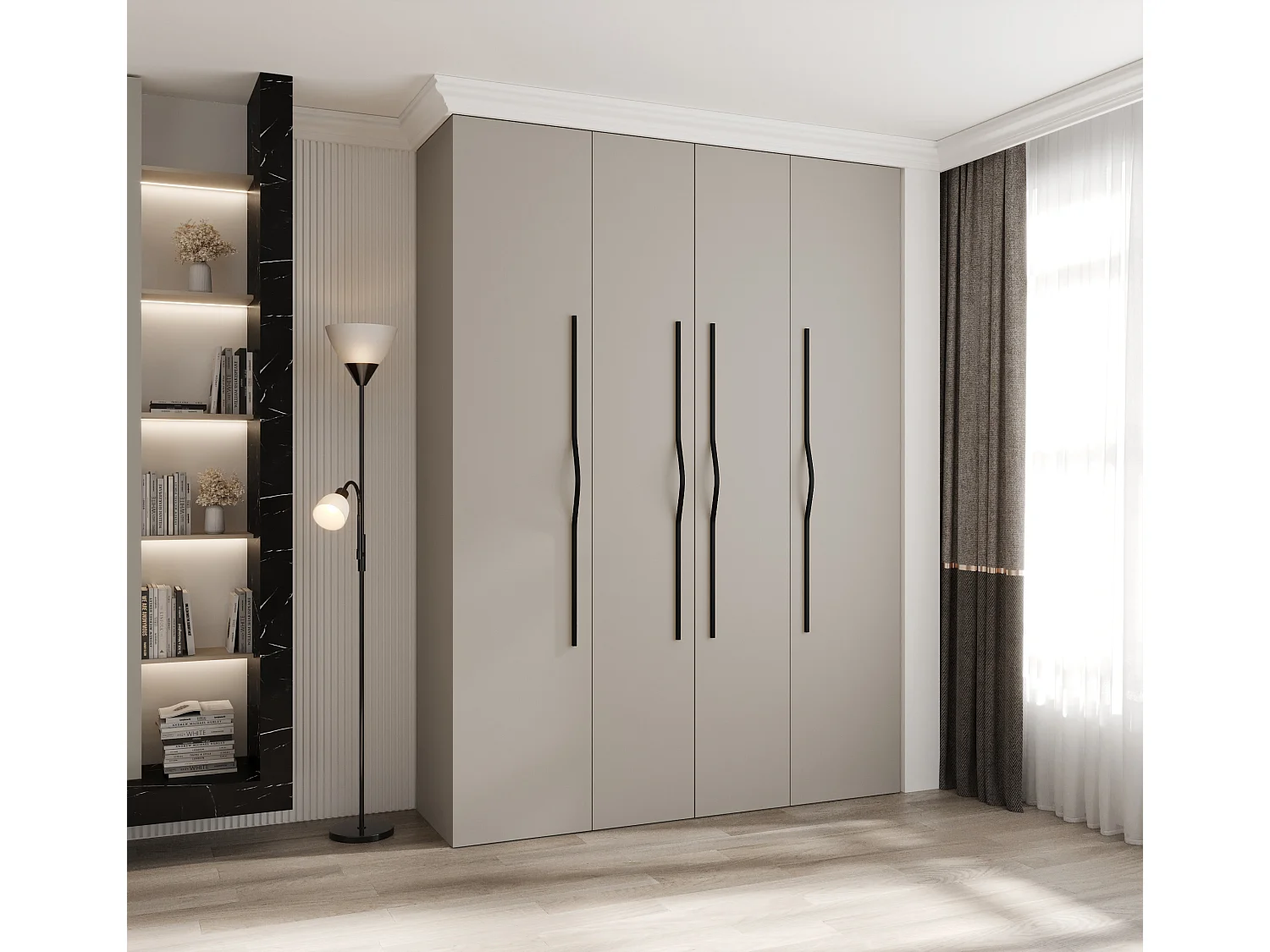 Armoire à portes battantes Como 2 245,5/180/40 4 portes (cachemire/noir)