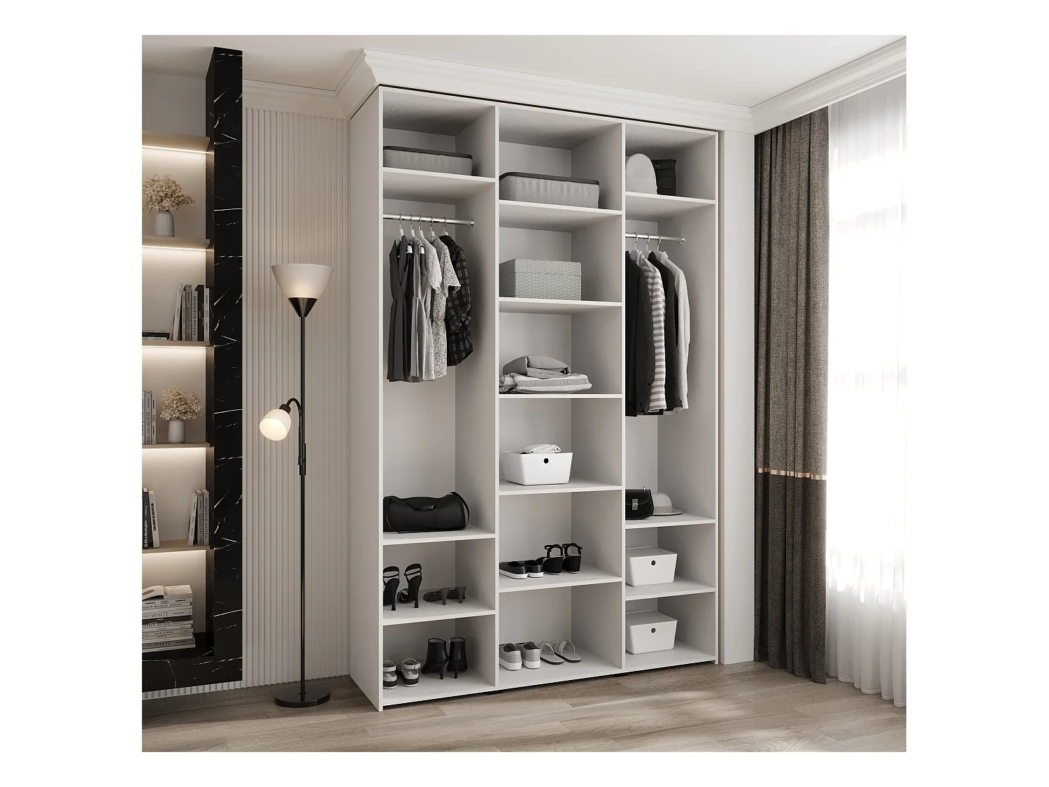 Armoire à portes battantes Como 3 245,5/160/50 3 portes (blanc/or)