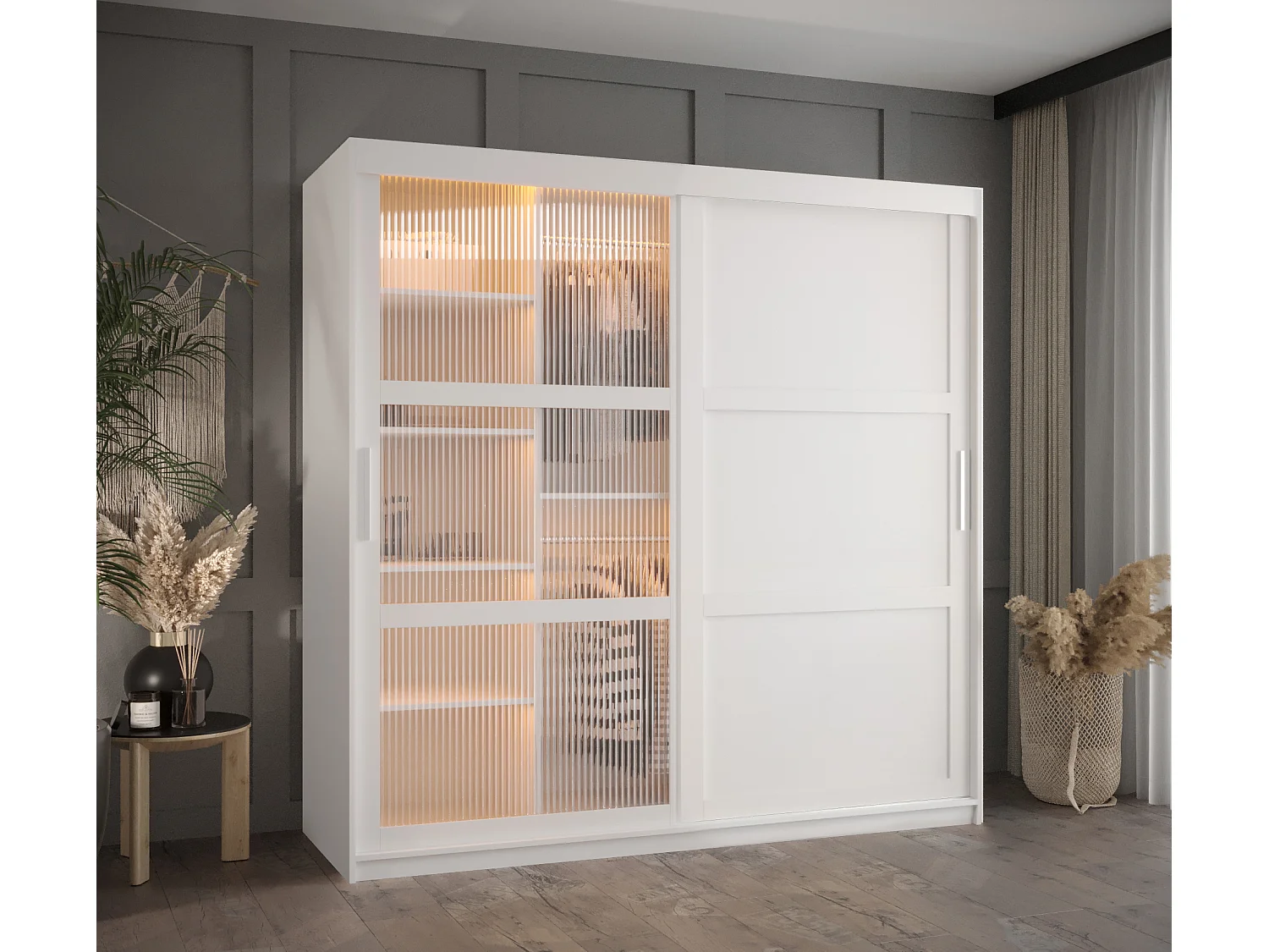 FLUTES 3 KLEDINGKAST MET SCHUIFDEUREN 200/180/62 2 deuren (wit)