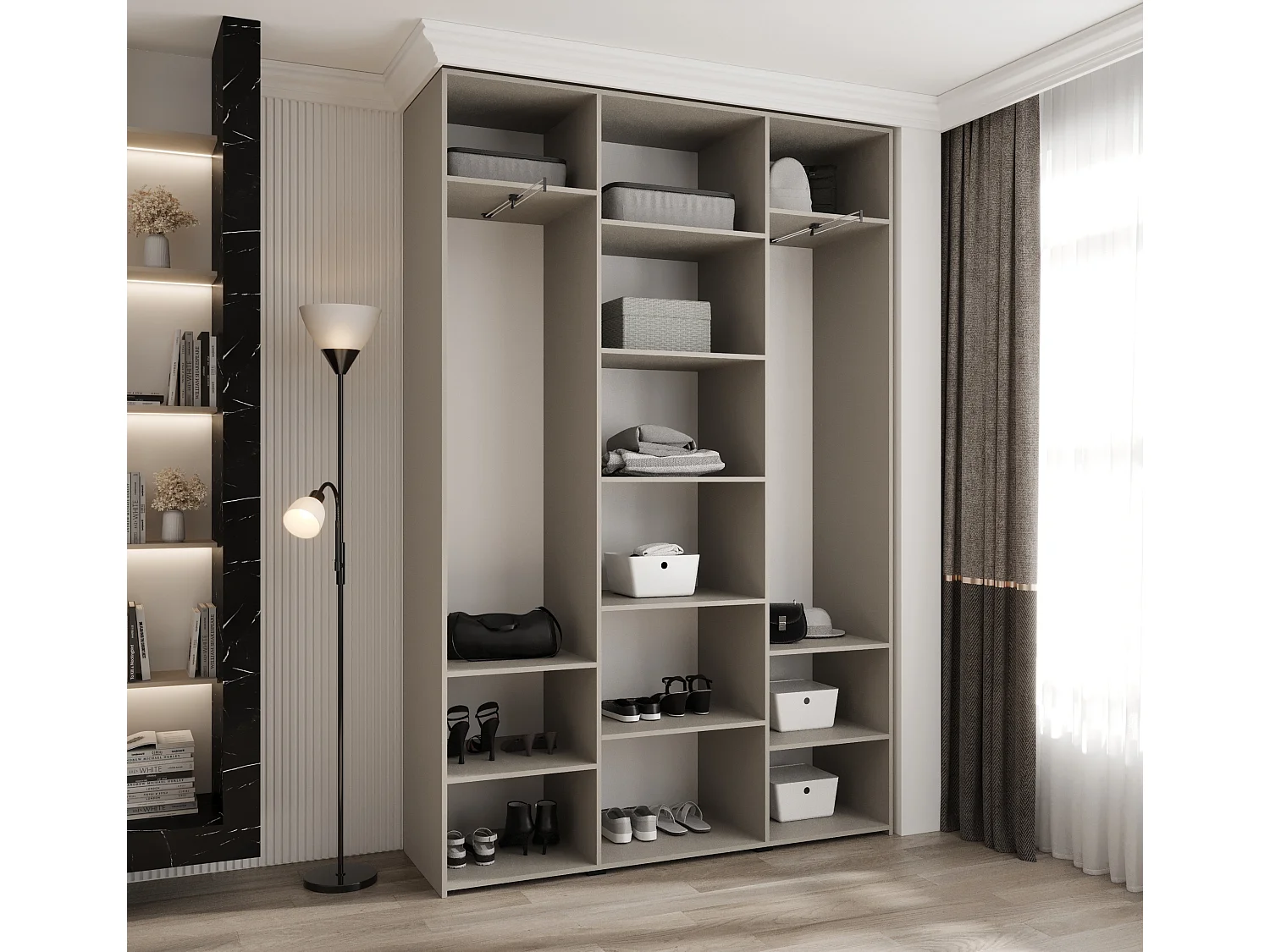 Armoire à portes battantes Como 2 245,5/160/40 3 portes (cachemire/or)