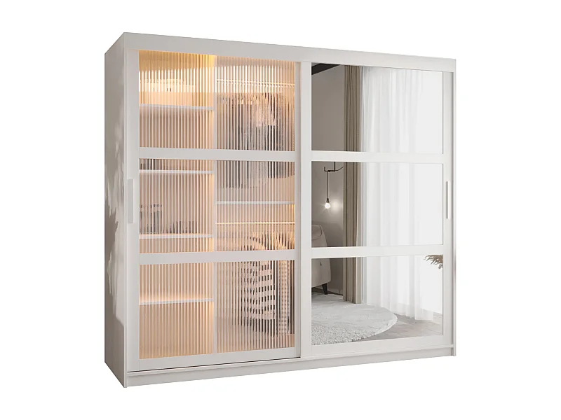 SCHWEBETÜRENSCHRANK FLUTES 2 200/200/62 2-türig (Weiß)