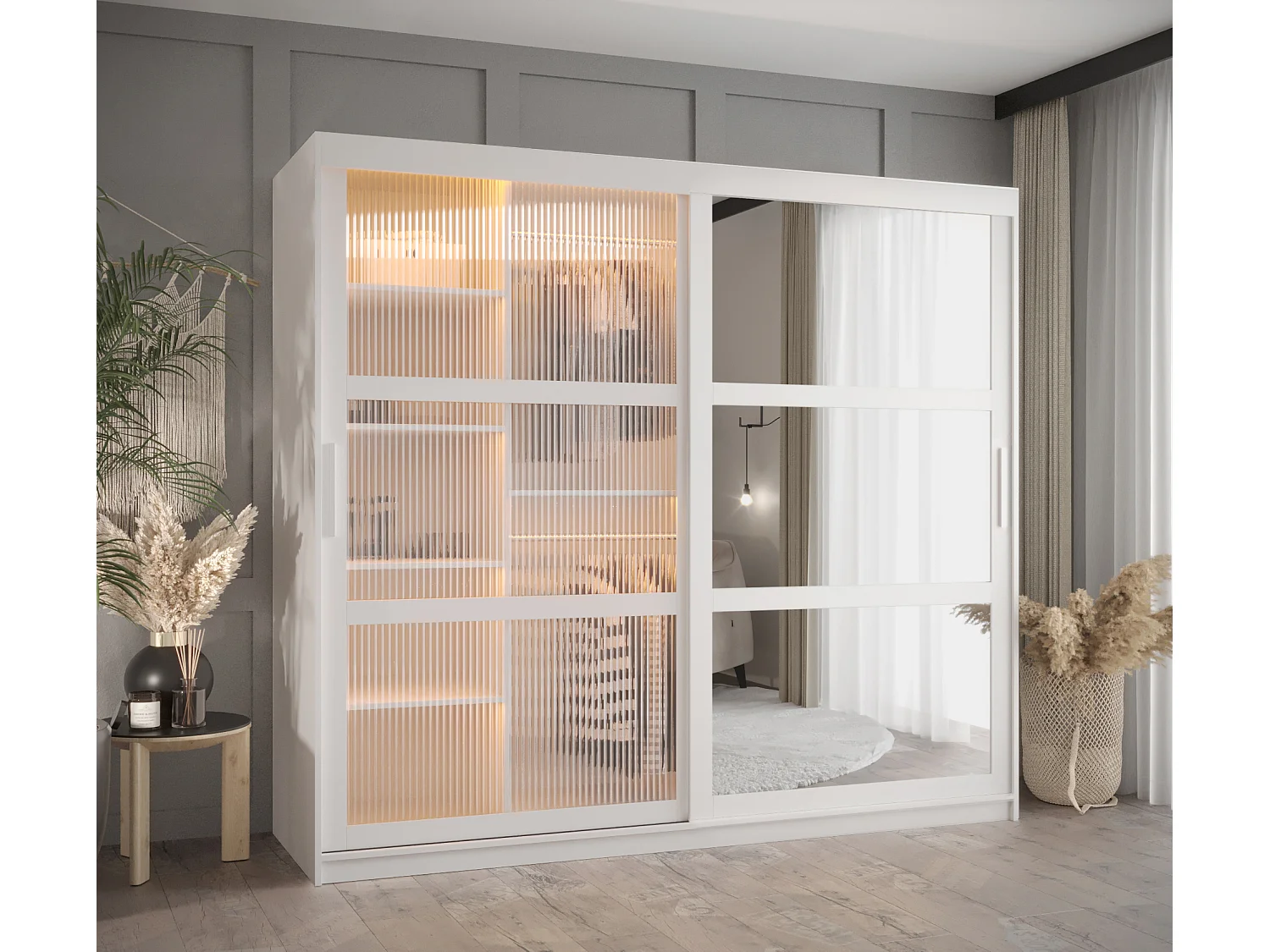 ARMOIRE FLUTES 2 À PORTES COULISSANTES 200/200/62 2 Portes (blanc)