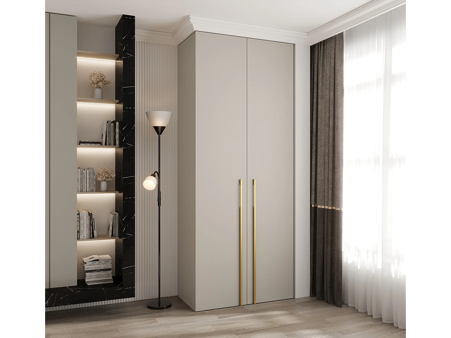 Armadio Como 3 a ante battenti 245,5/100/50 2 porte (cashmere/oro)