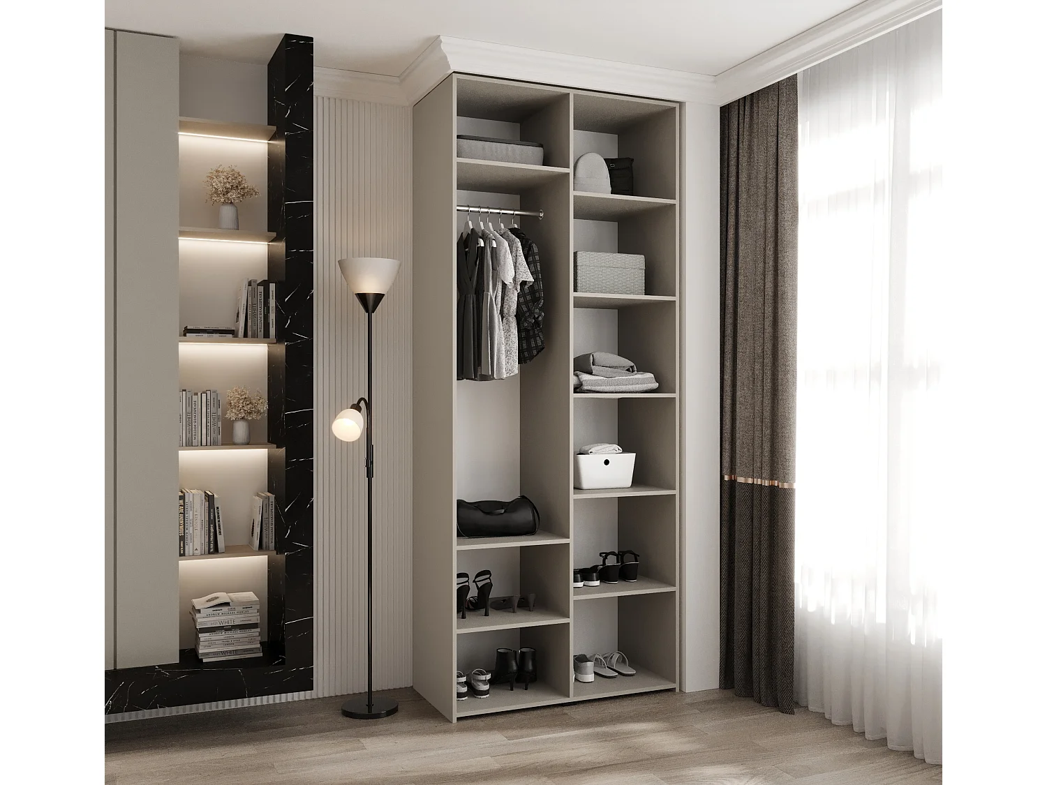 Armadio Como 3 a ante battenti 245,5/100/50 2 porte (cashmere/oro)