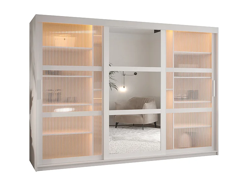 SCHWEBETÜRENSCHRANK FLUTES 2 200/250/62 3-türig (Weiß)