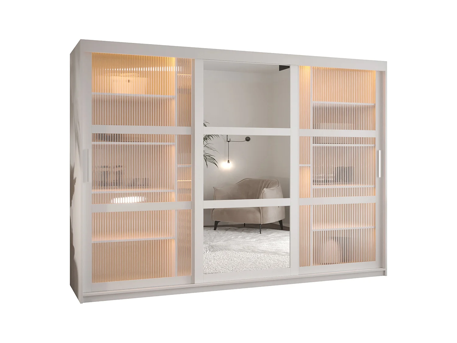 ARMOIRE FLUTES 2 À PORTES COULISSANTES 200/250/62 3 Portes (blanc)