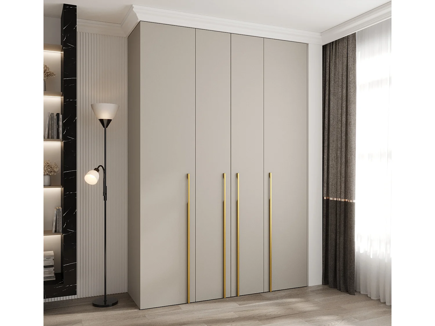 Armoire à portes battantes Como 3 245,5/170/50 4 portes (cachemire/or)