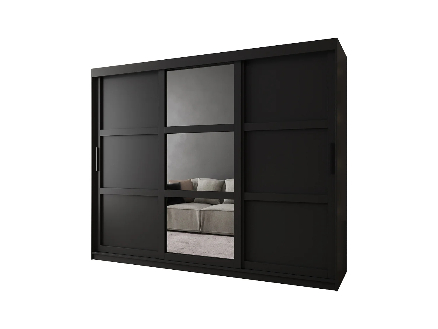 MIROR 3 KLEDINGKAST MET SCHUIFDEUREN 200/250/62 2 deuren (zwart)