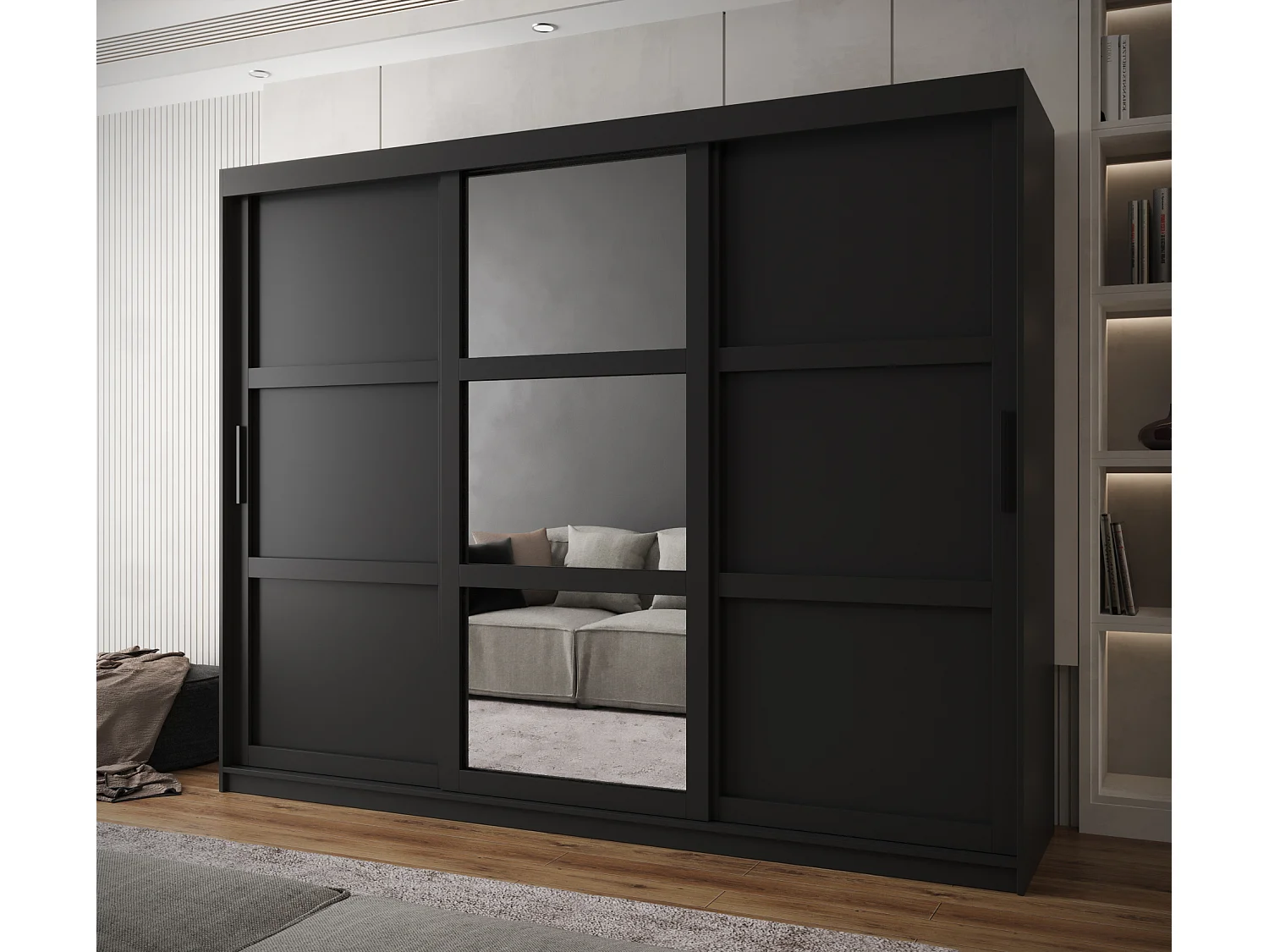 ARMOIRE MIROR 3 À PORTES COULISSANTES 200/250/62 3 Portes (negro)