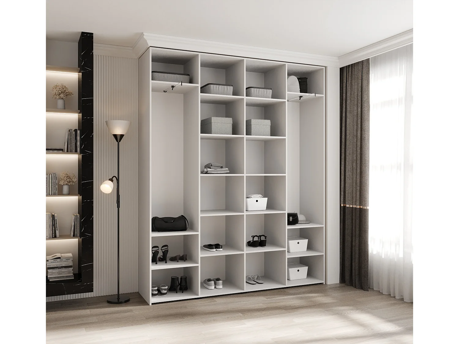 Armadio Como 1 a ante battenti 245,5/200/40 4 porte (bianco/nero)