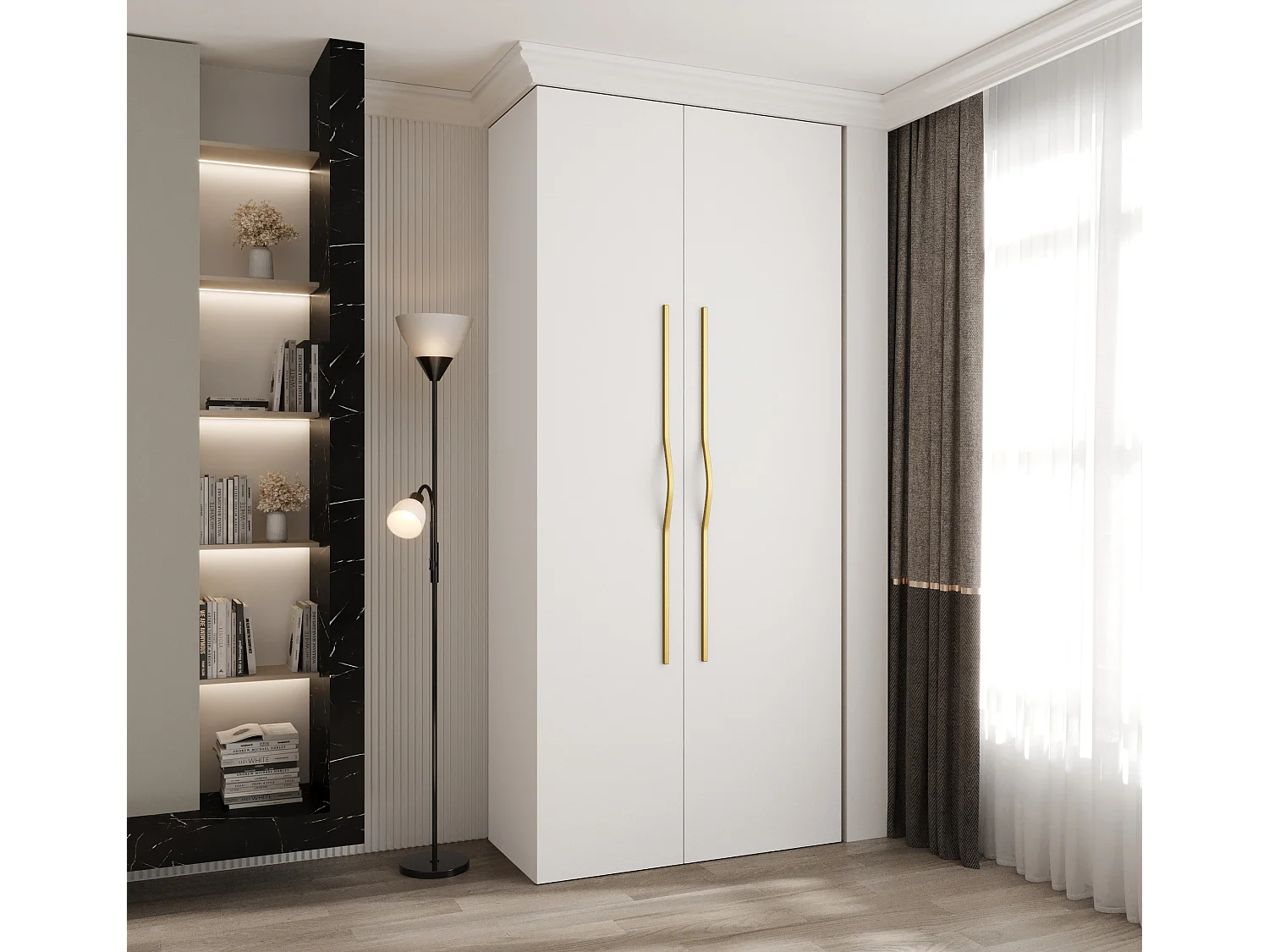 Drehtürenschrank Como 2 245,5/110/40 2-türig (Weiß/Gold)