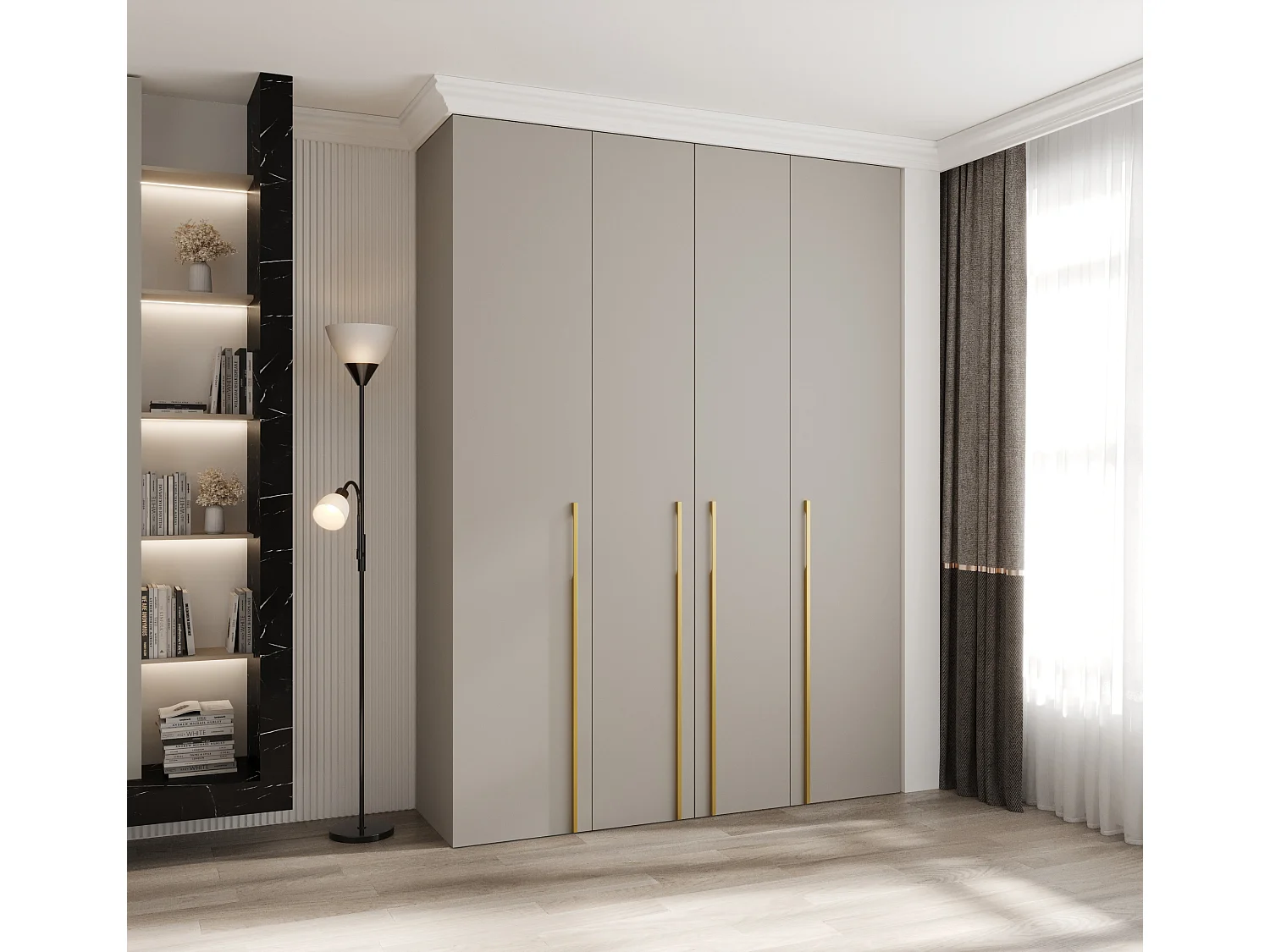 Armoire à portes battantes Como 3 245,5/180/50 4 portes (cachemire/or)