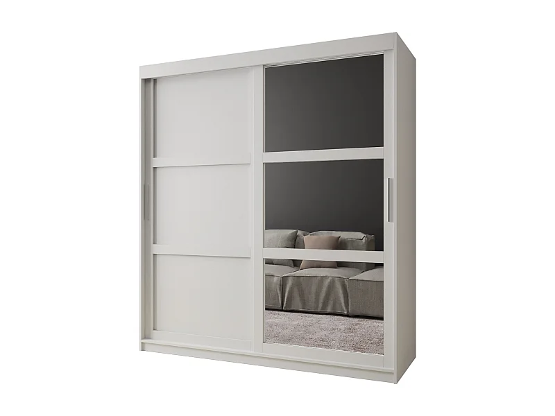 SCHWEBETÜRENSCHRANK MIROR 3 200/180/62 2-türig (Weiß)