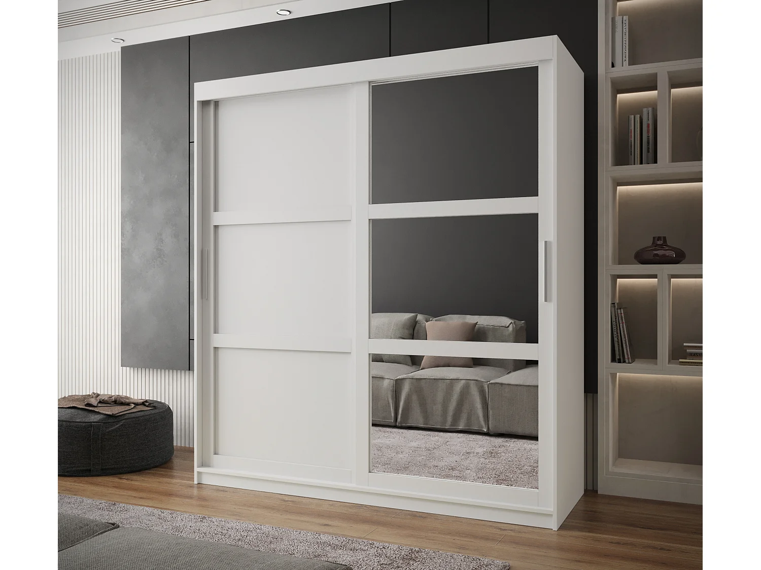 ARMOIRE MIROR 3 À PORTES COULISSANTES  200/180/62 2 Portes (blanc)