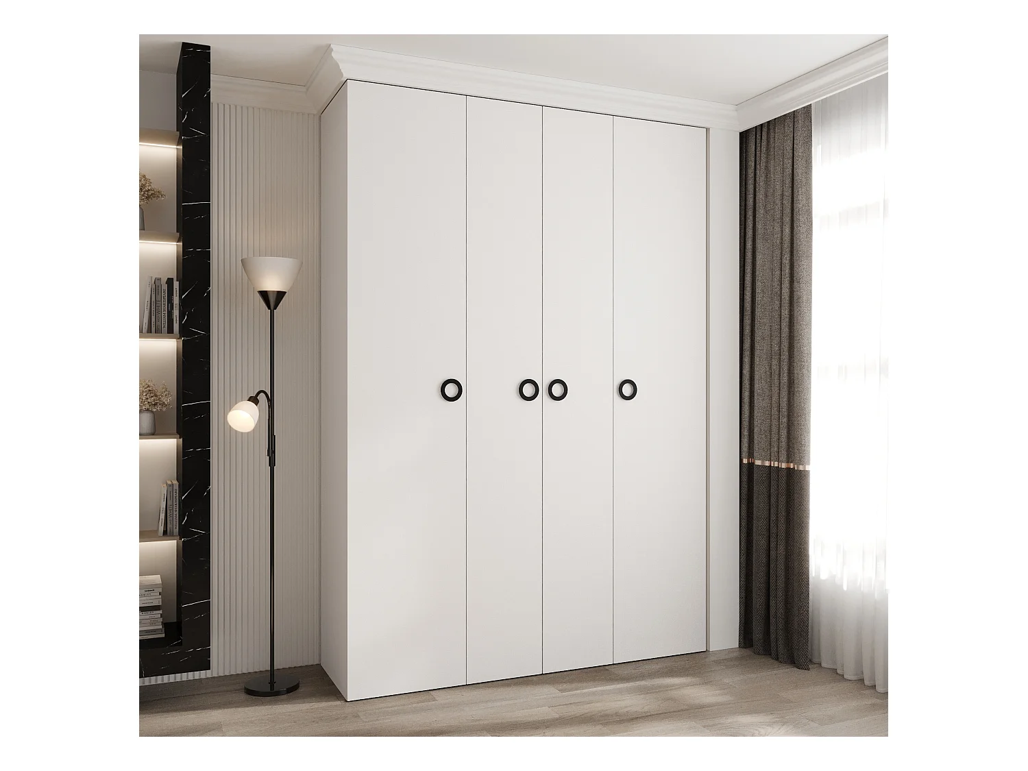 Draaideurkast Como 1 245,5/170/50 4-deurs (wit/zwart)