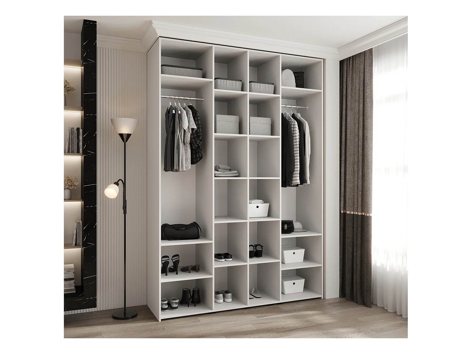 Draaideurkast Como 1 245,5/170/50 4-deurs (wit/zwart)