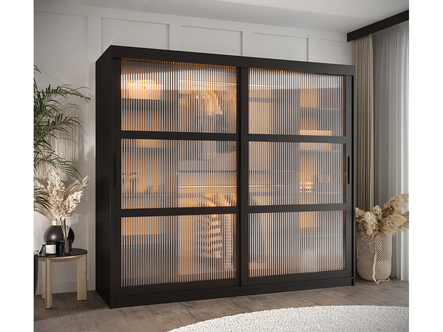 ARMARIO FLUTES DE PUERTAS CORREDERAS 200/200/62 2 puertas (negro)