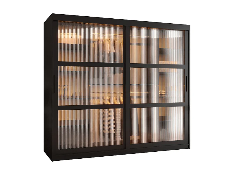 ARMOIRE FLUTES À PORTES COULISSANTES 200/200/62 2 Portes (noir)