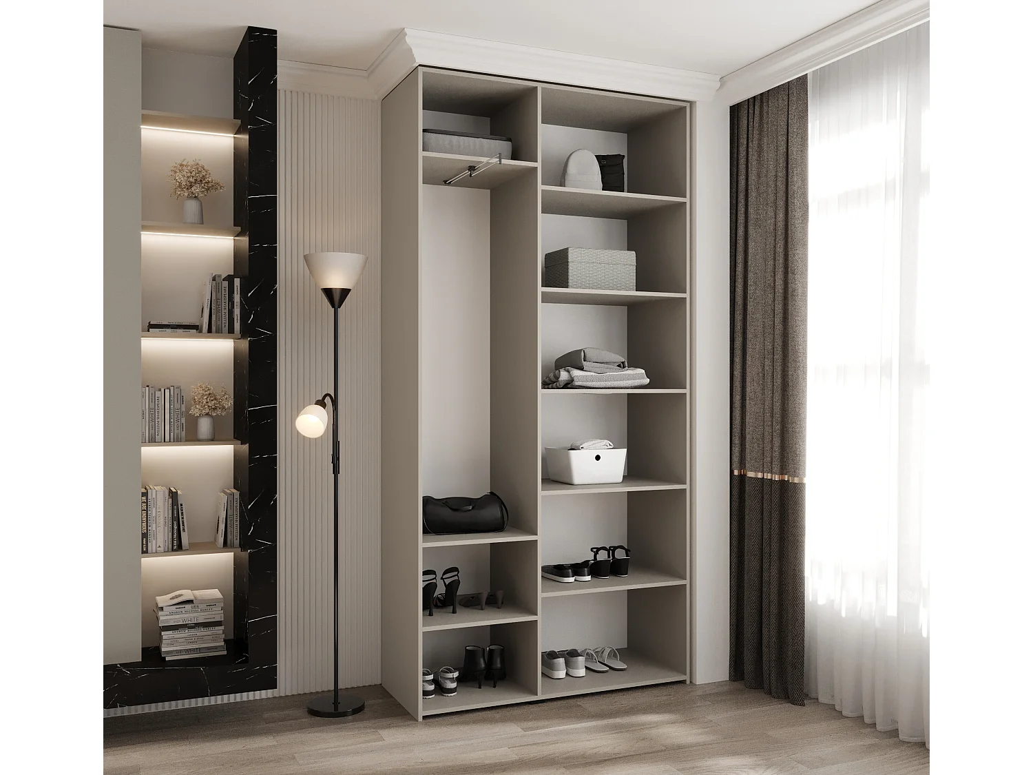 Armoire à portes battantes Como 4 245,5/120/40 3 portes (cachemire/or)