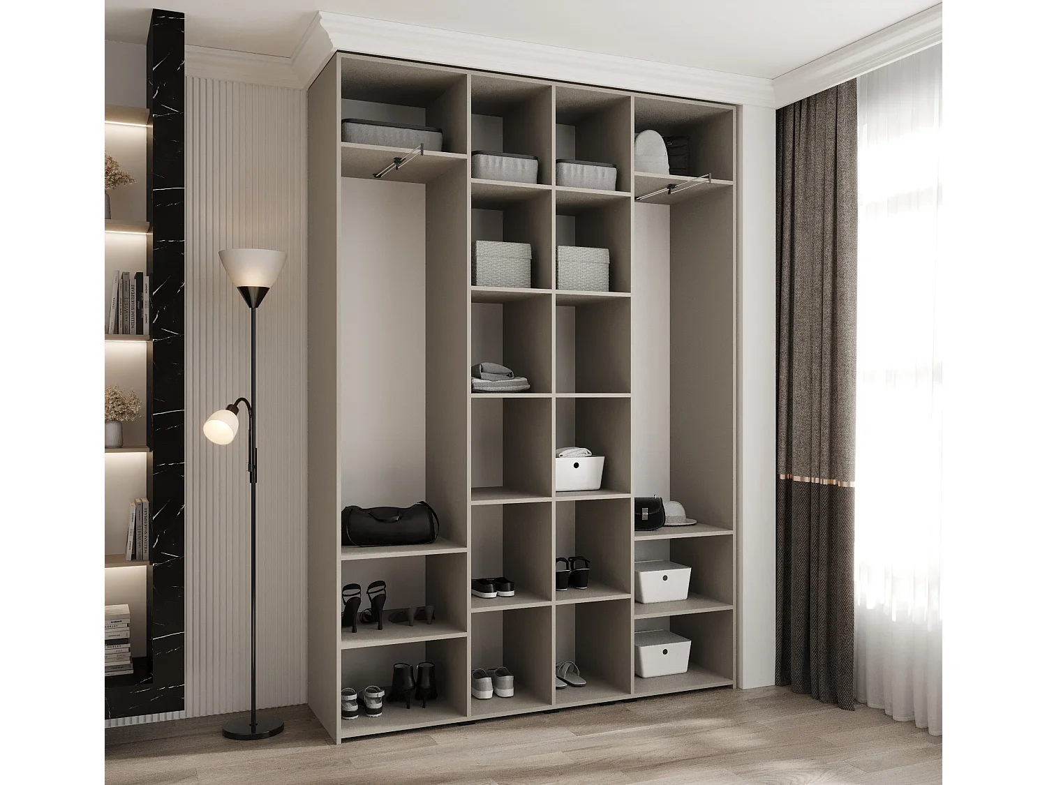 Armoire à portes battantes Como 4 245,5/170/40 4 portes (cachemire/or)