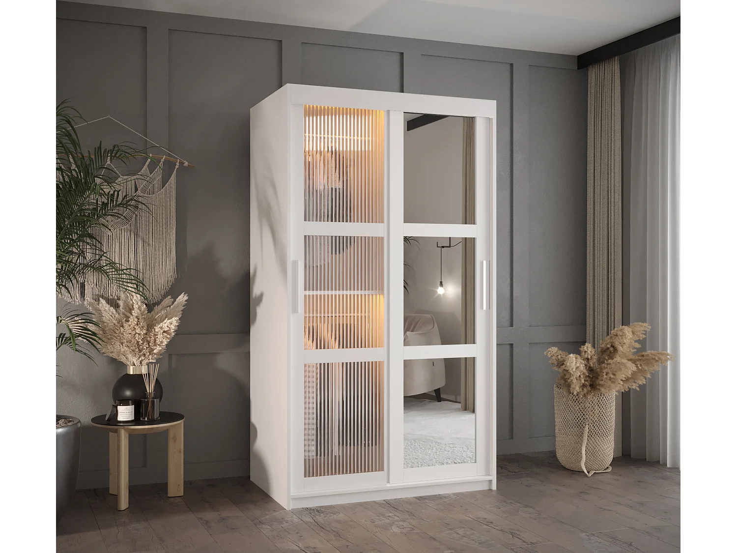 FLUTES 2 KLEDINGKAST MET SCHUIFDEUREN 200/100/62 2 deuren (wit)