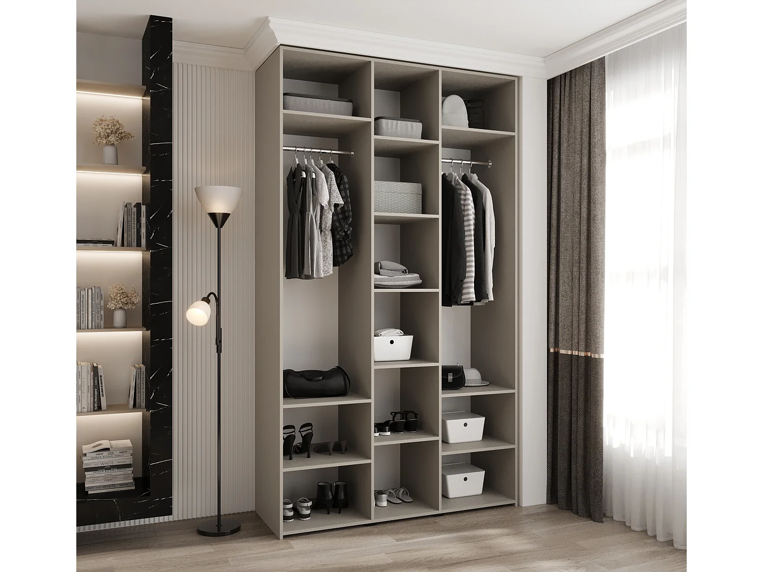 Drehtürenschrank Como 3 245,5/140/50 3-türig (Kaschmir/Gold)