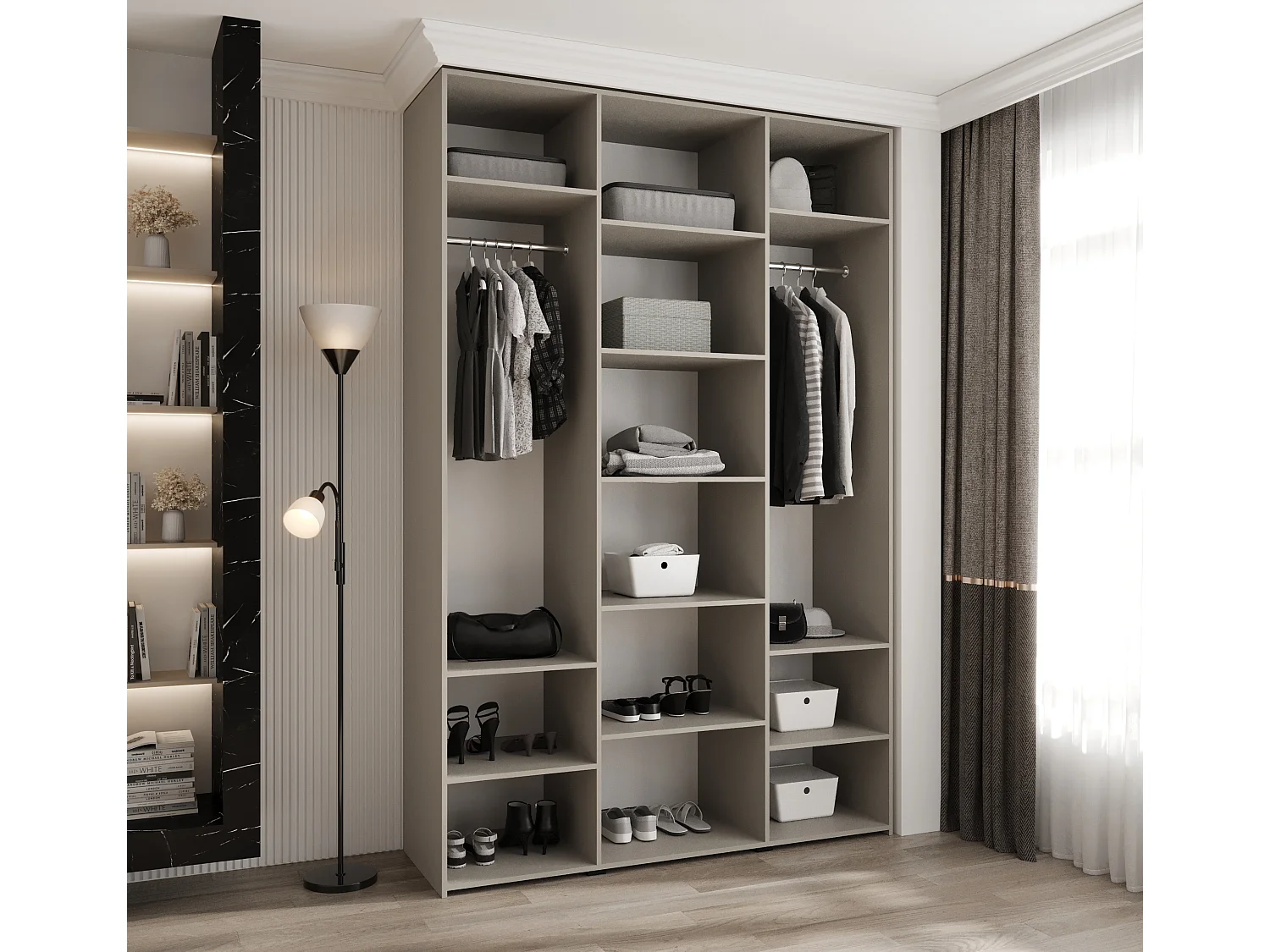 Armoire à portes battantes Como 3 245,5/160/50 3 portes (cachemire/or)