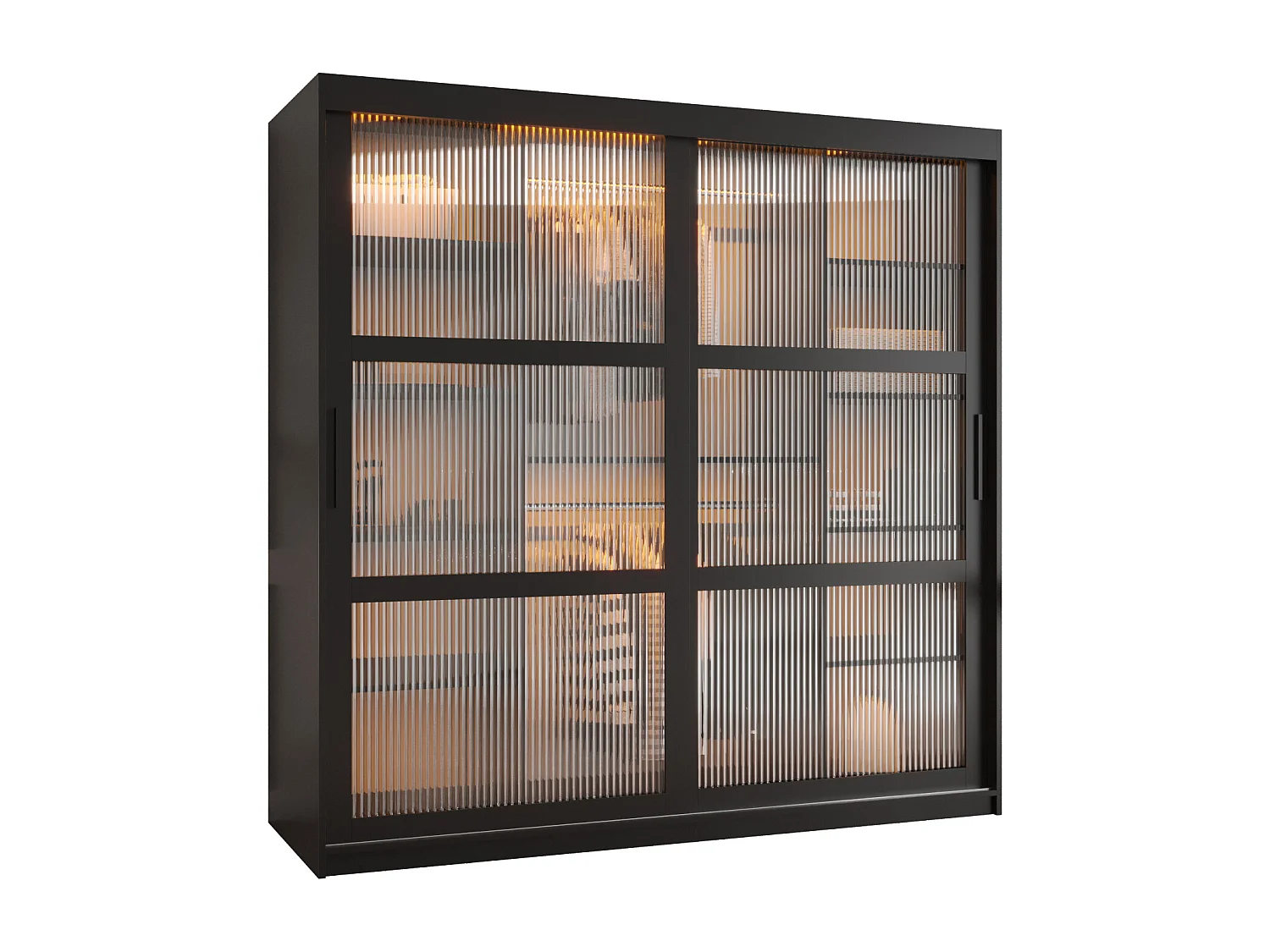 SCHWEBETÜRENSCHRANK FLUTES 200/180/62 2-türig (Schwarz)